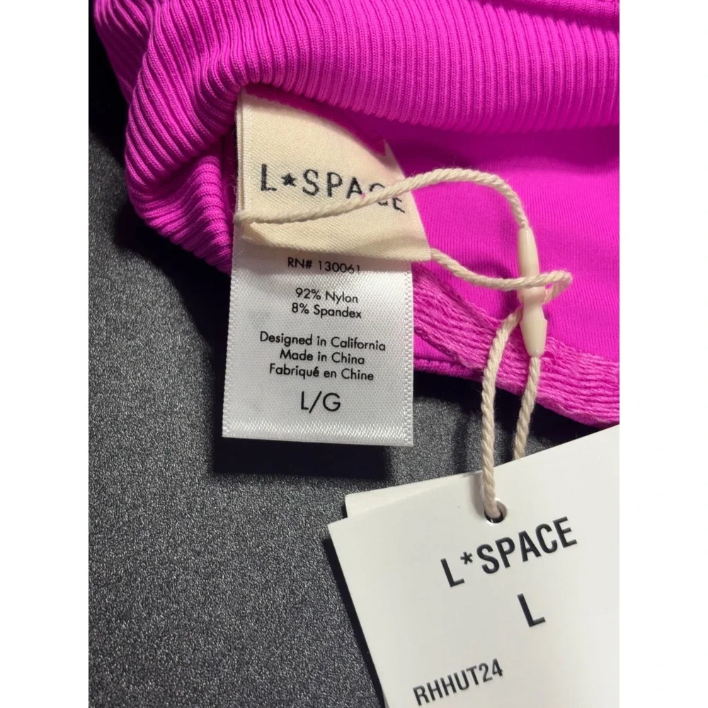 L*Space Hunter Bikini Top Bright Fuchsia Ribbed Underwire RHHUT24 Womens Large